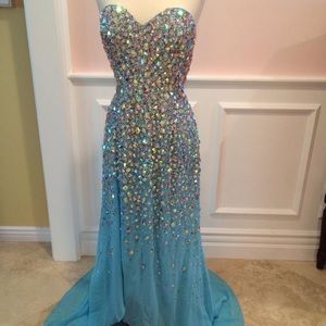 Ice blue rhinestones gown size 16.